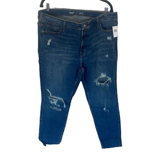 Old Navy Extra High Rise Rockstar Super Skinny Jeans Secret Slim Pockets 18 NWT - Picture 2 of 4